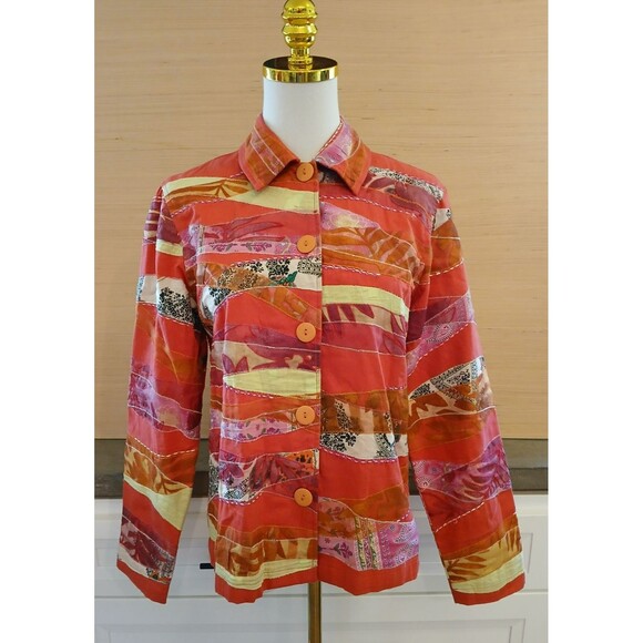 Coldwater Creek 100% Cotton Blend Blazer Jacket Festive Boho XS Career Office - Picture 3 of 9